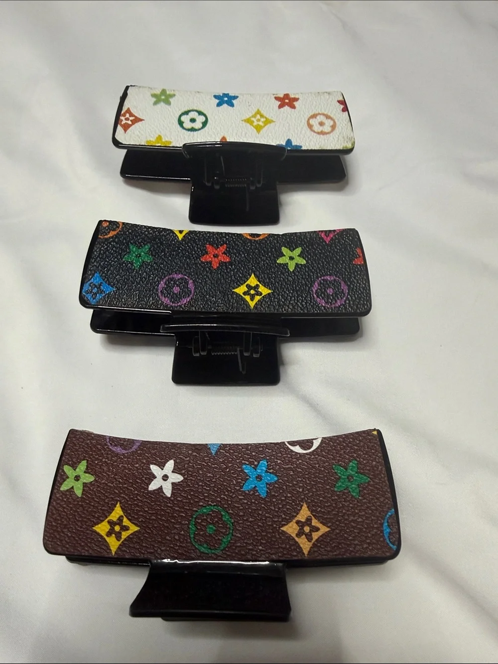 Set of 3 Multicolor Patterned Hair Claw Clip - Women Accessories